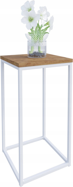 Nowoczesny Stojak Na Kwiaty 30x30x59 Loft Salon Biały+Dąb Lancelot 934311