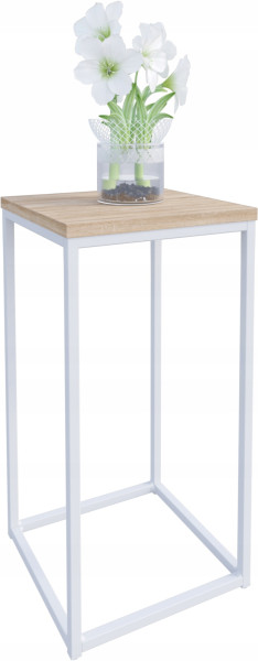 Nowoczesny Stojak Na Kwiaty 30x30x59 Loft Salon Biały+Dąb Sonoma 934268