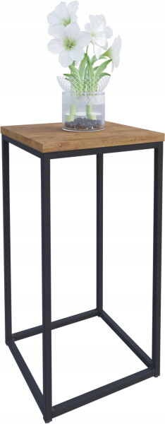 Nowoczesny Stojak Na Kwiaty 30x30x59 Loft Salon Czarny+Dąb Lancelot 934323