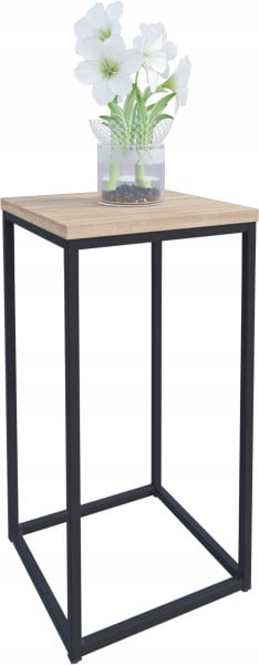 Nowoczesny Stojak Na Kwiaty 30x30x59 Loft Salon Czarny+Dąb Sonoma 934306