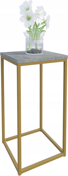 Nowoczesny Stojak Na Kwiaty 30x30x59 Loft Salon Złoty+Beton Jasny 934279