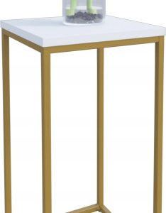 Nowoczesny Stojak Na Kwiaty 30x30x59 Loft Salon Złoty+Biały Mat 934285 Nowoczesny Stojak Na Kwiaty 30x30x59 Loft Salon Złoty+Biały Mat 934285
