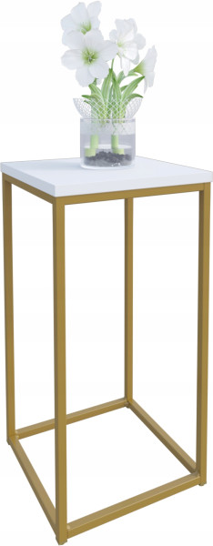 Nowoczesny Stojak Na Kwiaty 30x30x59 Loft Salon Złoty+Biały Mat 934285