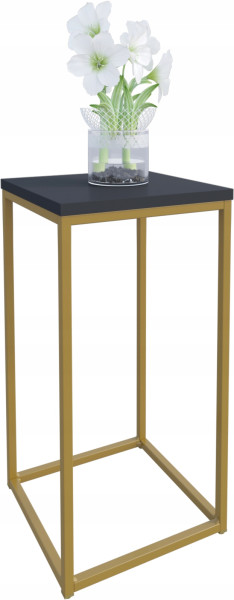 Nowoczesny Stojak Na Kwiaty 30x30x59 Loft Salon Złoty+Czarny MiniPearl 934288