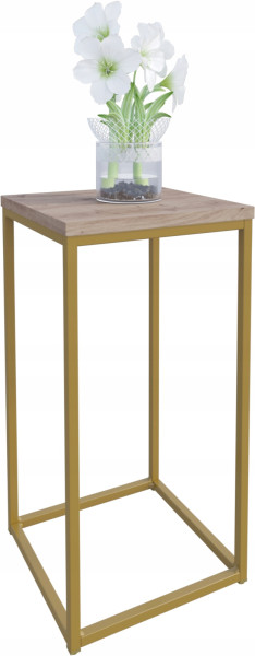 Nowoczesny Stojak Na Kwiaty 30x30x59 Loft Salon Złoty+Dąb Artisan 934320