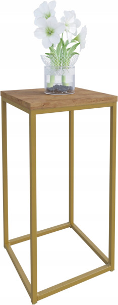 Nowoczesny Stojak Na Kwiaty 30x30x59 Loft Salon Złoty+Dąb Lancelot 934286
