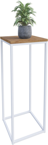 Nowoczesny Stojak Na Kwiaty 30x30x80 Loft Salon Biały+Dąb Lancelot 963534