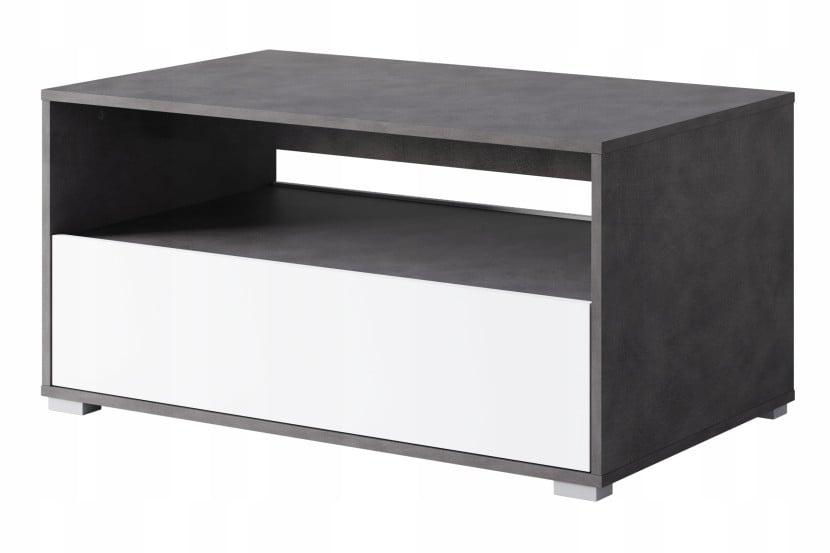 Nowoczesny stolik kawowy do salonu, połka schowek, 90 cm, matera/biały mat 803038