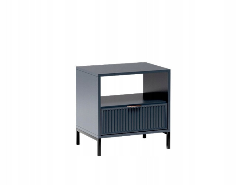Nowoczesny stolik nocny z szufladą ryflowane fronty indigo granat STYLES 1064539
