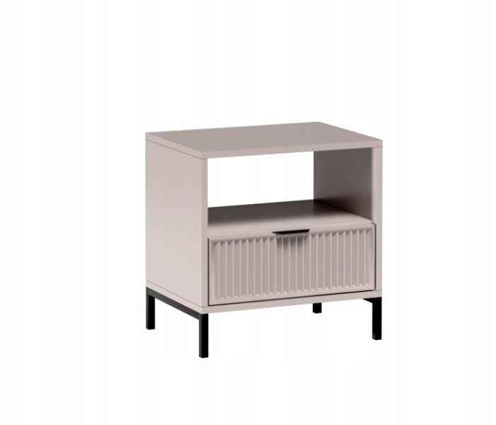 Nowoczesny stolik nocny z szufladą ryflowane fronty kaszmir STYLES 1064540