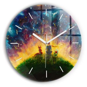 Nowoczesny szklany zegar ścienny Abstrakcja Mały Książę fi30 210243 Nowoczesny szklany zegar ścienny Abstrakcja Mały Książę fi30 210243