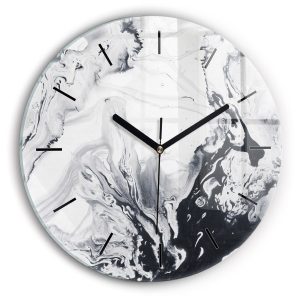 Nowoczesny szklany zegar ścienny Abstrakcja Tusz Marmur fi30 213133 Nowoczesny szklany zegar ścienny Abstrakcja Tusz Marmur fi30 213133
