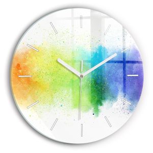 Nowoczesny szklany zegar ścienny Abstrakcyjna tęcza fi30 210201 Nowoczesny szklany zegar ścienny Abstrakcyjna tęcza fi30 210201