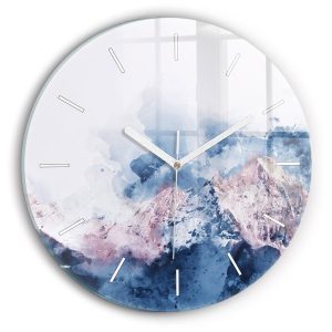 Nowoczesny szklany zegar ścienny Abstrakcyjne pasma górskie 213449
