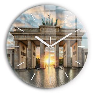 Nowoczesny szklany zegar ścienny Brama Brandenburska fi30 214864 Nowoczesny szklany zegar ścienny Brama Brandenburska fi30 214864