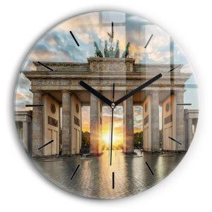 Nowoczesny szklany zegar ścienny Brama Brandenburska fi30 213618 Nowoczesny szklany zegar ścienny Brama Brandenburska fi30 213618