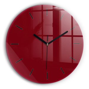 Nowoczesny szklany zegar ścienny Burgundowy fi30 215003 Nowoczesny szklany zegar ścienny Burgundowy fi30 215003