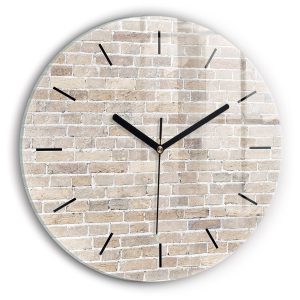 Nowoczesny szklany zegar ścienny Ceglana ściana fi30 215169 Nowoczesny szklany zegar ścienny Ceglana ściana fi30 215169