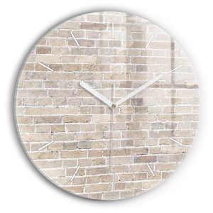 Nowoczesny szklany zegar ścienny Ceglana ściana fi30 210248 Nowoczesny szklany zegar ścienny Ceglana ściana fi30 210248