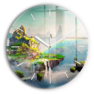 Nowoczesny szklany zegar ścienny Chińskie fantasy fi30 210443 Nowoczesny szklany zegar ścienny Chińskie fantasy fi30 210443