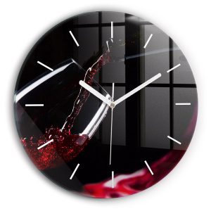 Nowoczesny szklany zegar ścienny Czerwone wino fi30 214167 Nowoczesny szklany zegar ścienny Czerwone wino fi30 214167