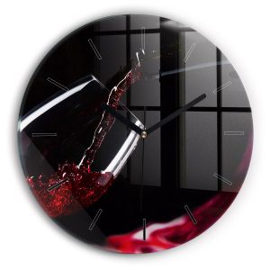 Nowoczesny szklany zegar ścienny Czerwone wino fi30 213557 Nowoczesny szklany zegar ścienny Czerwone wino fi30 213557