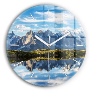 Nowoczesny szklany zegar ścienny Dolina Chamonix, Alpy fi30 213478 Nowoczesny szklany zegar ścienny Dolina Chamonix, Alpy fi30 213478