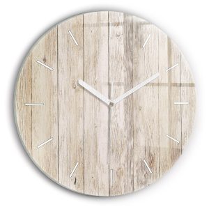 Nowoczesny szklany zegar ścienny Drewniane panele fi30 210410 Nowoczesny szklany zegar ścienny Drewniane panele fi30 210410