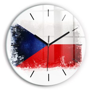 Nowoczesny szklany zegar ścienny Flaga Czech fi30 215139 Nowoczesny szklany zegar ścienny Flaga Czech fi30 215139