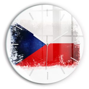 Nowoczesny szklany zegar ścienny Flaga Czech fi30 210446 Nowoczesny szklany zegar ścienny Flaga Czech fi30 210446