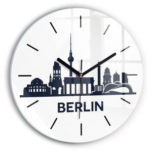 Nowoczesny szklany zegar ścienny Ilustracja miasta Berlin 214545 Nowoczesny szklany zegar ścienny Ilustracja miasta Berlin 214545
