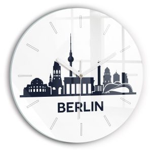 Nowoczesny szklany zegar ścienny Ilustracja miasta Berlin 214350 Nowoczesny szklany zegar ścienny Ilustracja miasta Berlin 214350