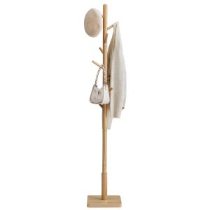 Nowoczesny Wieszak Drewniany 176 cm 8 Haków Beżowy 766453 Nowoczesny Wieszak Drewniany 176 cm 8 Haków Beżowy 766453
