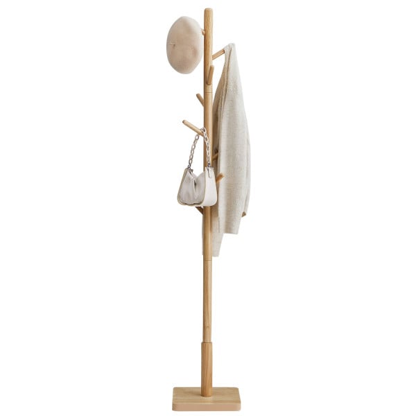 Nowoczesny Wieszak Drewniany 176 cm 8 Haków Beżowy 766453