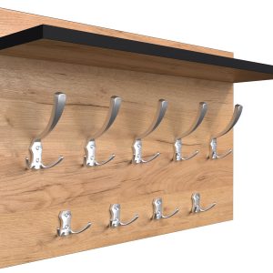 Nowoczesny wieszak ścienny dąb craft + satyna – Orlo 305272 Nowoczesny wieszak ścienny dąb craft + satyna – Orlo 305272