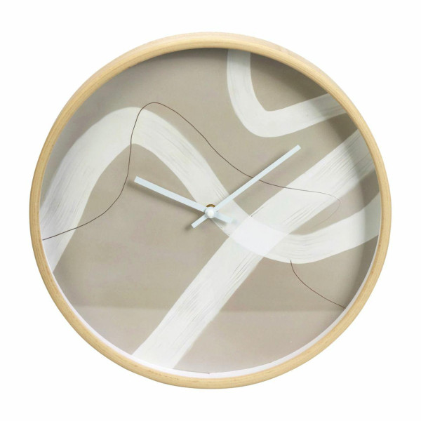 Nowoczesny zegar ścienny okrągły beżowy 38 cm 991087