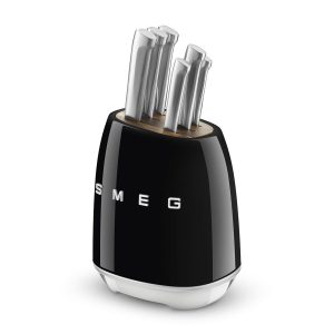 Noże kuchenne SMEG zestaw noży w bloku komplet stojak 6 szt czarne KBSF02BL 691786