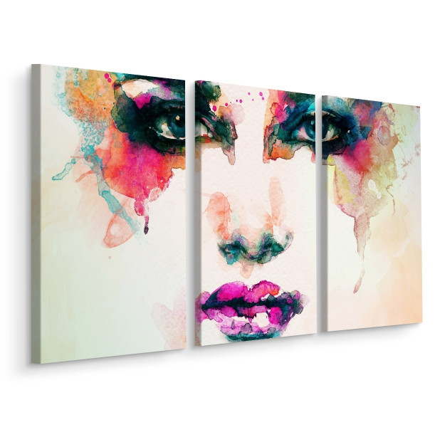 Obraz 3-Częściowy Abstrakcyjna Akwarelowa Twarz 60x40cm 136712