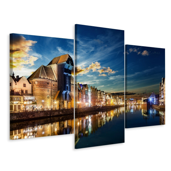 Obraz 3-Częściowy GDAŃSK Miasto Nocą 120x80cm 136704