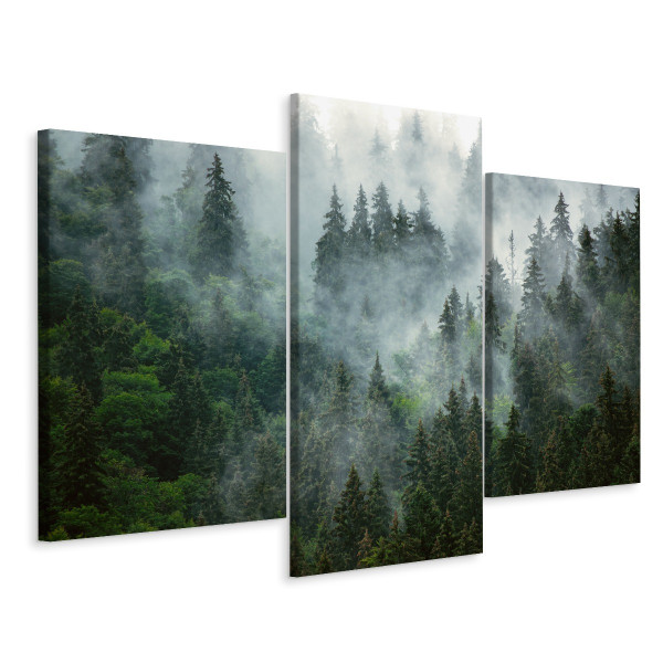 Obraz 3-częściowy LAS WE MGLE Pejzaż 3D 90x60cm 136841