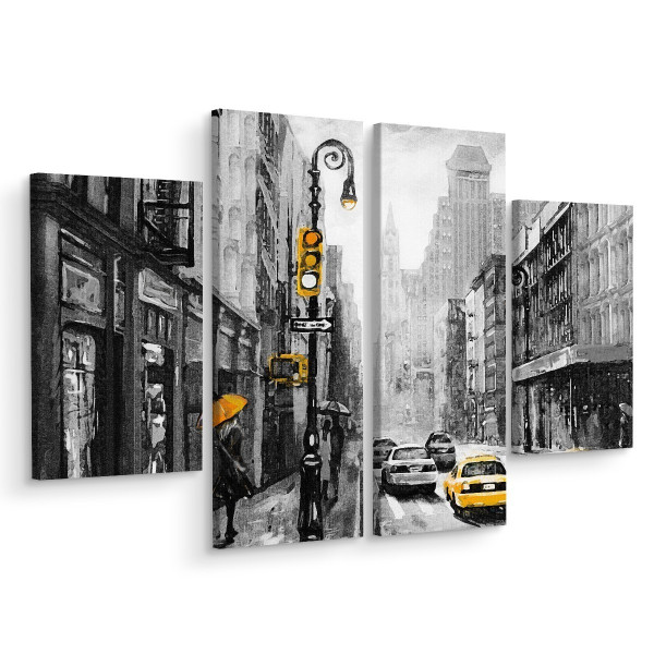 Obraz 4 Części Miejska PANORAMA Nowego Jorku 3D 120x90cm 137280