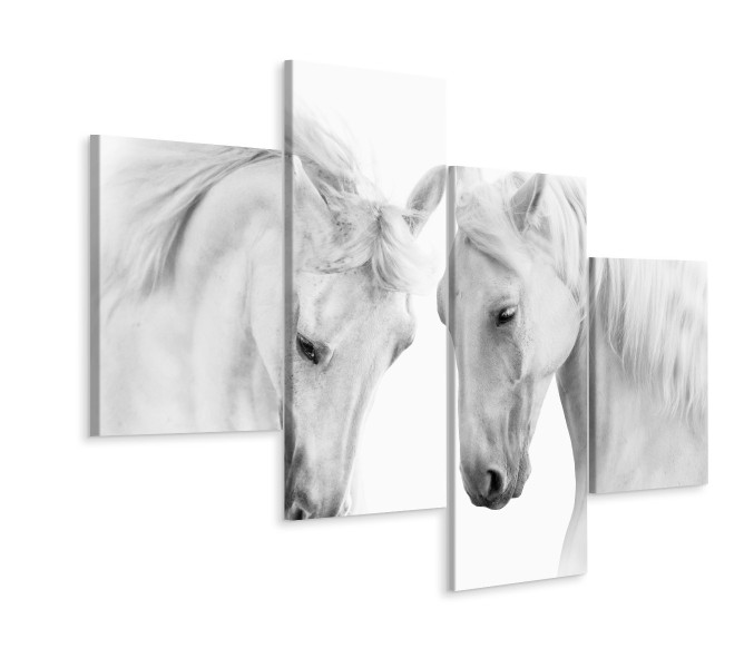Obraz 4-Częściowy Białe KONIE Zwierzęta 3D 120x75cm 137905