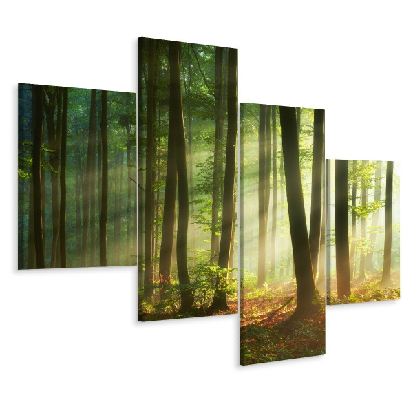 Obraz 4-Częściowy DRZEWA Słońce Pejzaż 3D 240x150cm 137189