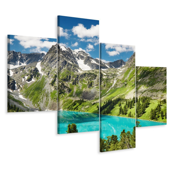 Obraz 4-Częściowy Górski KRAJOBRAZ Las 3D 240x150cm 137994