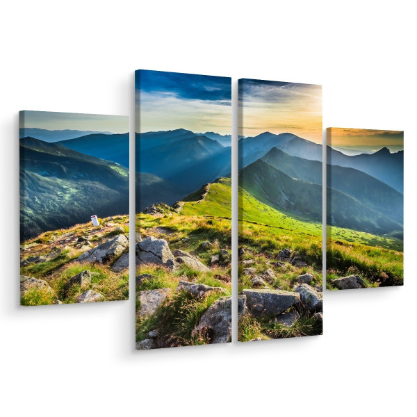 Obraz 4-Częściowy GÓRSKI Pejzaż Widok 3D 200x150cm 137915