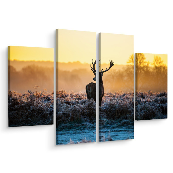 Obraz 4 Częściowy JELEŃ Rykowisko Natura 3D 80x60cm 137275