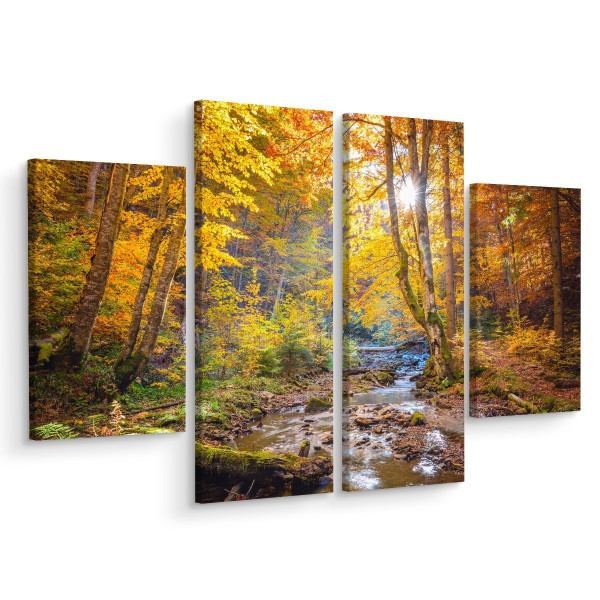 Obraz 4-Częściowy Jesienny Leśny Krajobraz 3D 200x150cm 138005