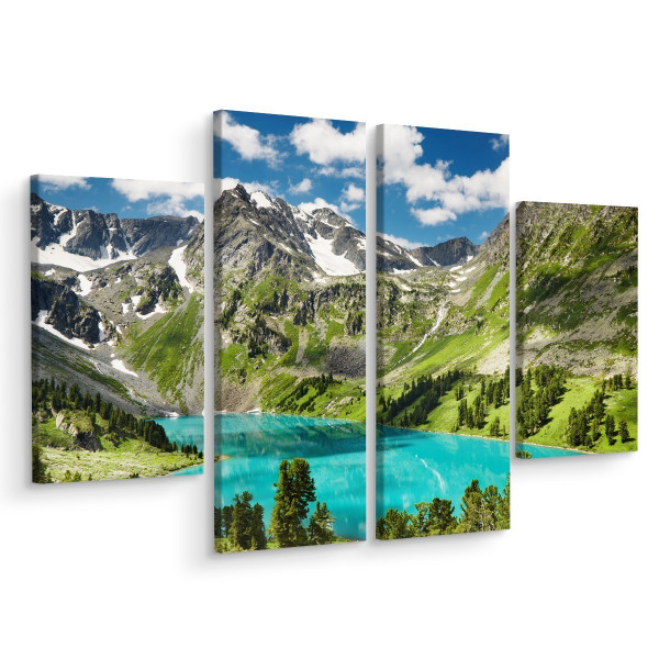 Obraz 4 Częściowy JEZIORO w Górach Pejzaż 200x150cm 137305