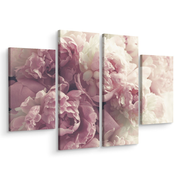 Obraz 4 Częściowy Kwitnące PEONIE Kwiaty 200x150cm 137190