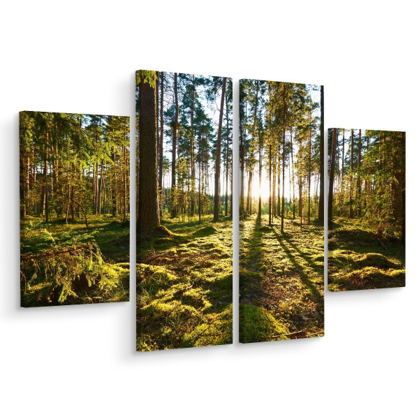 Obraz 4 Częściowy LAS Drzewa Krajobraz 3D 160x120cm 137991